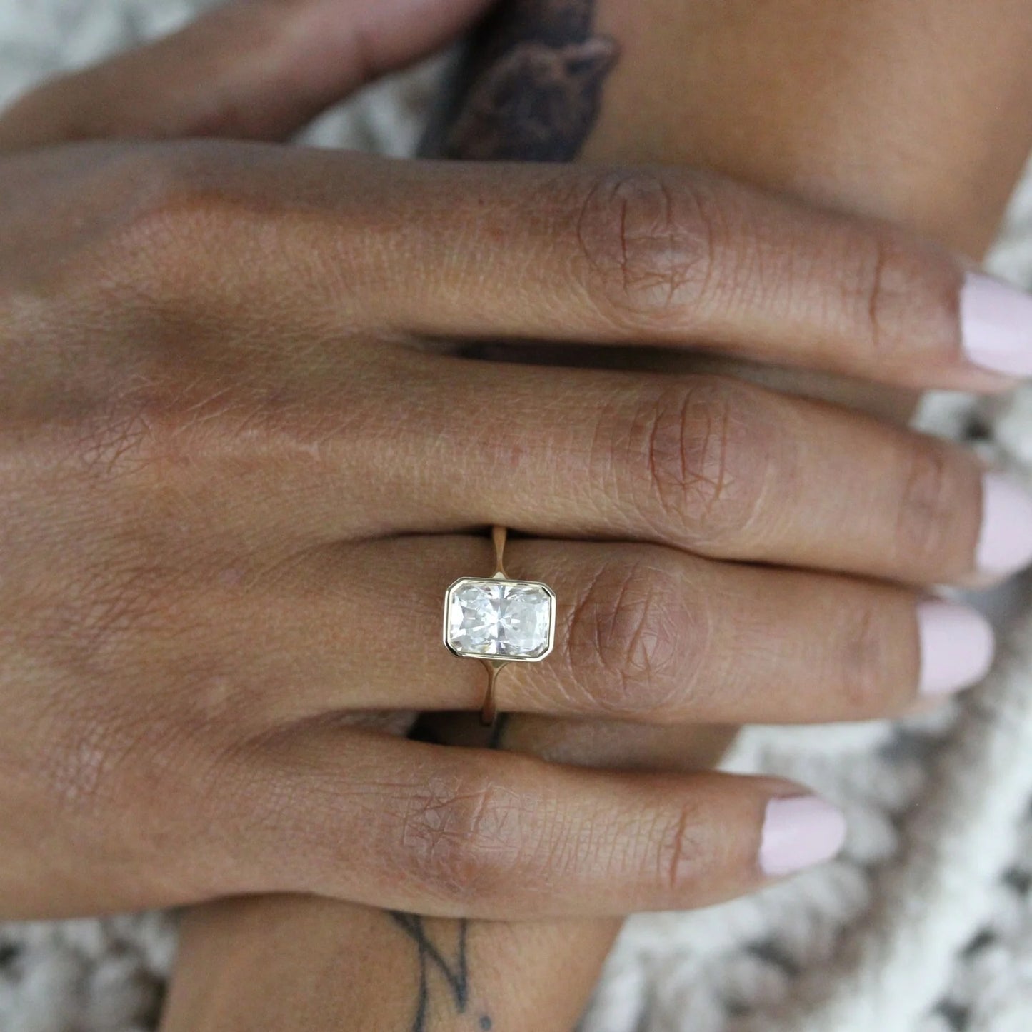 Radiant Cut Bezel Set Moissanite Ring – 2.5 CT Solitaire Engagement Ring – 14K Solid Gold Ring