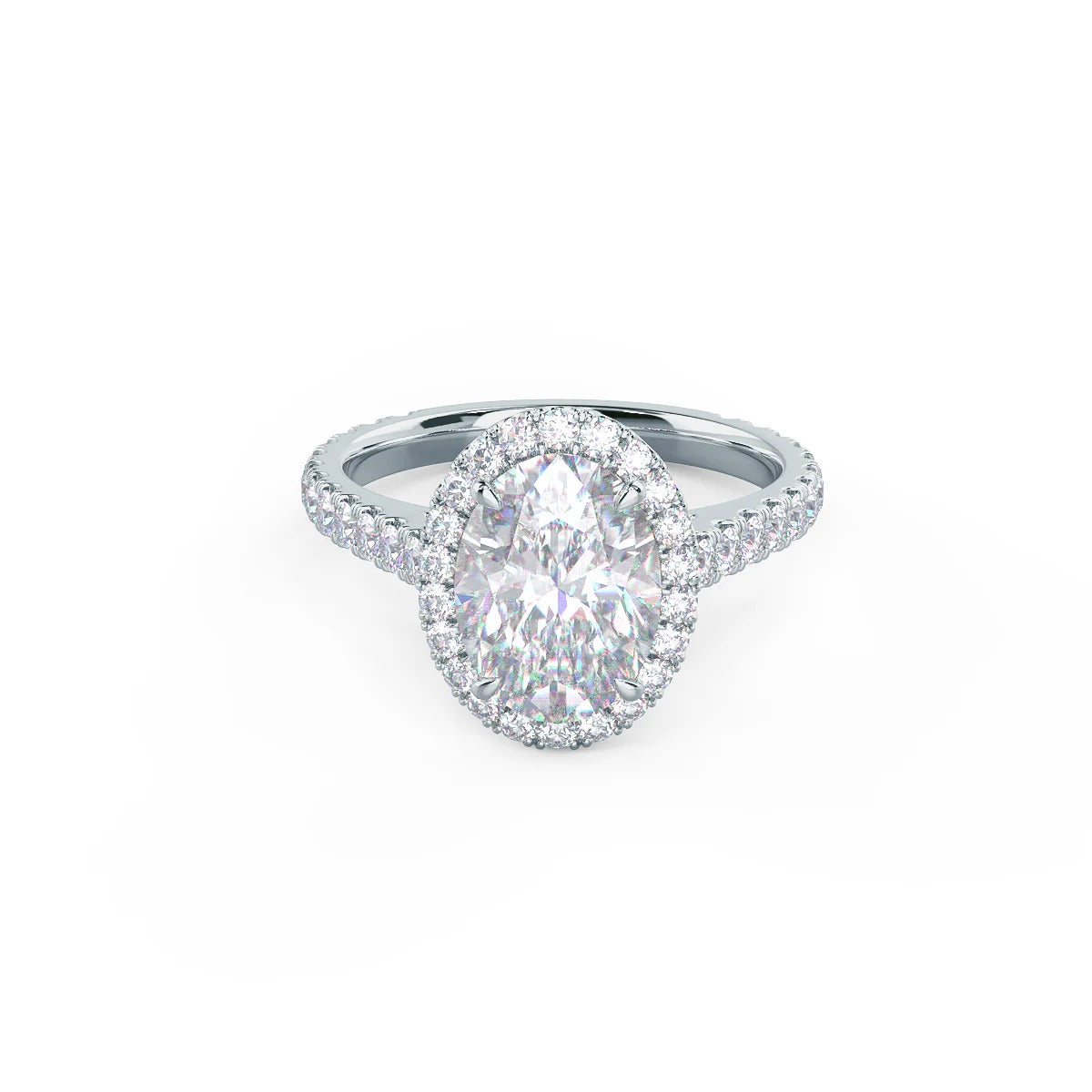 Oval Halo Moissanite Engagement Ring - 14K Gold Wedding Ring - Oval Lab Grown Diamond Ring