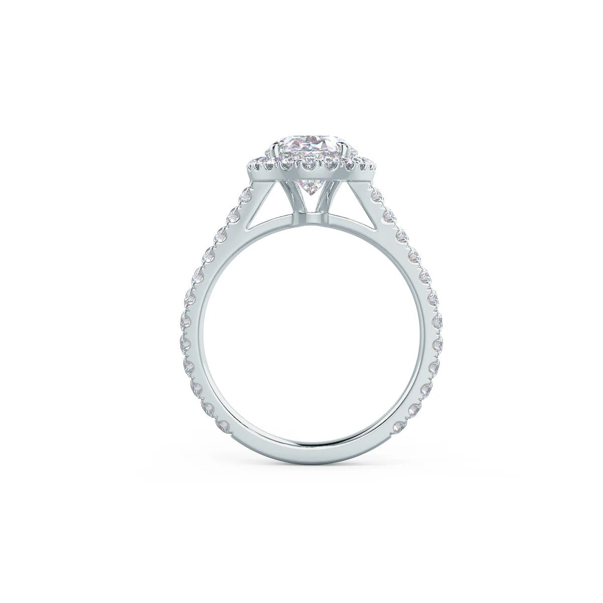 Oval Halo Moissanite Engagement Ring - 14K Gold Wedding Ring - Oval Lab Grown Diamond Ring