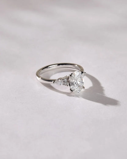 2.5 CT Oval Cut Moissanite or Lab Grown Diamond Cluster Engagement Ring – Solid Gold Custom Ring