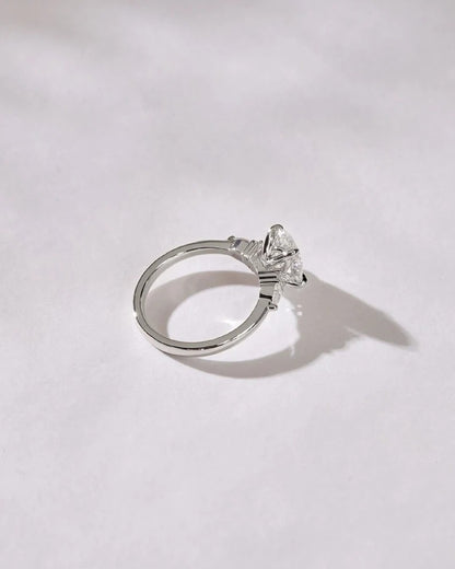 2.5 CT Oval Cut Moissanite or Lab Grown Diamond Cluster Engagement Ring – Solid Gold Custom Ring