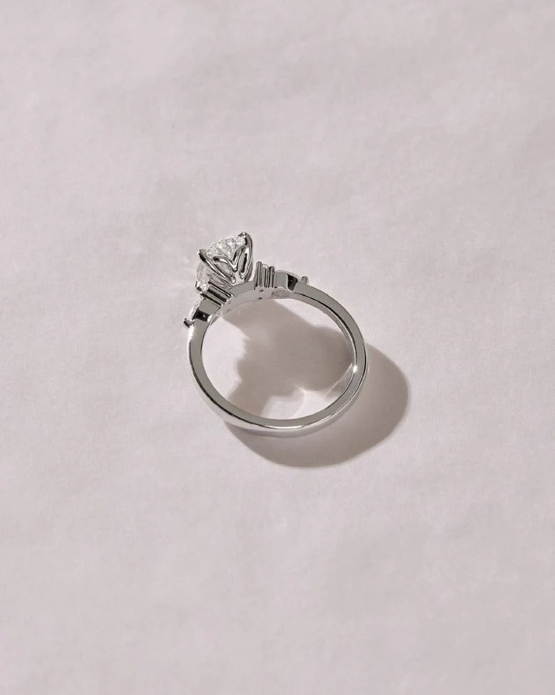 2.5 CT Oval Cut Moissanite or Lab Grown Diamond Cluster Engagement Ring – Solid Gold Custom Ring