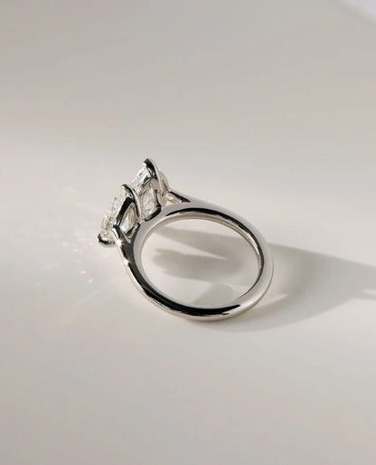 Toi et Moi Ring, Marquise and Pear Cut Moissanite or Lab Grown Diamond Ring in Solid Gold Ring