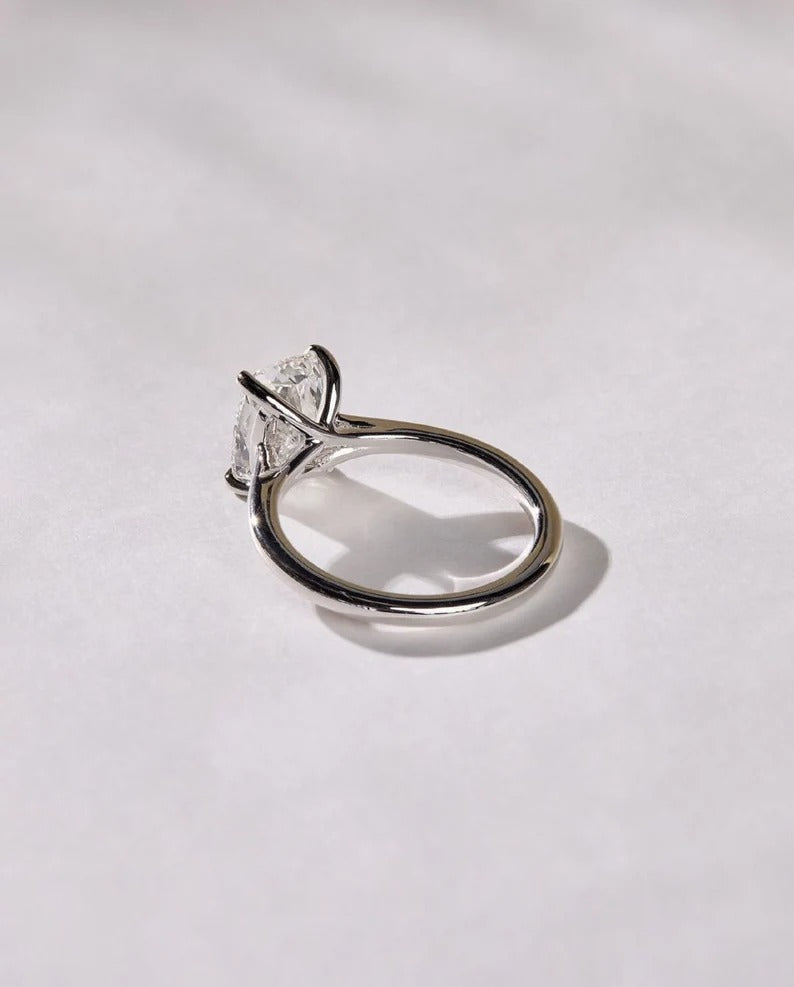 2.5 CT Elongated Cushion Cut Moissanite Solitaire Engagement Ring – 14K Solid Gold Ring