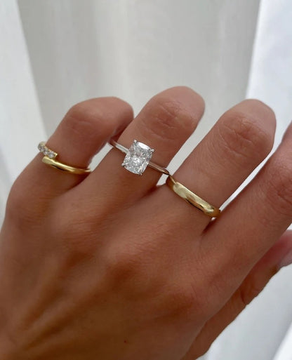 2.5 CT Elongated Cushion Cut Moissanite Solitaire Engagement Ring – 14K Solid Gold Ring
