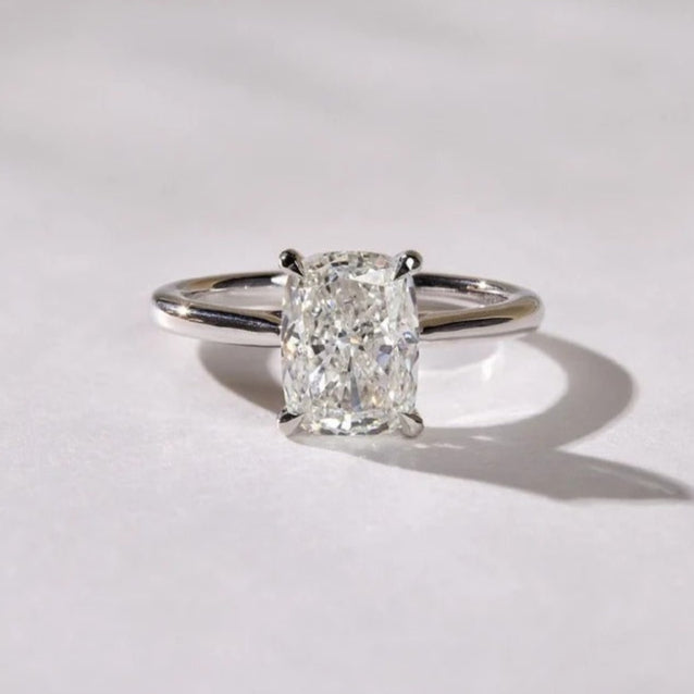 2.5 CT Elongated Cushion Cut Moissanite Solitaire Engagement Ring – 14K Solid Gold Ring