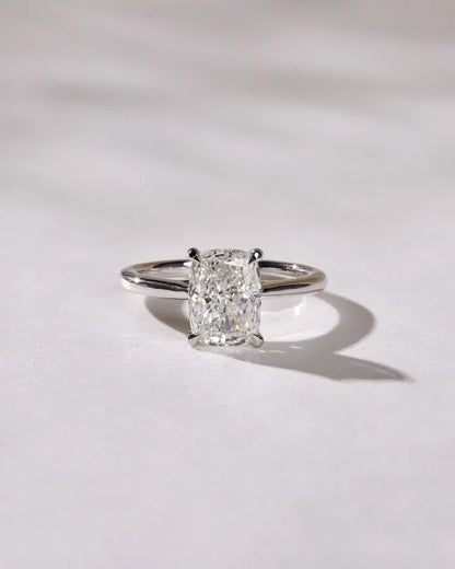 1.6 CT Cushion Cut Moissanite Engagement Ring, Elongated Cushion Solitaire, 14K Gold Handmade Bridal Ring
