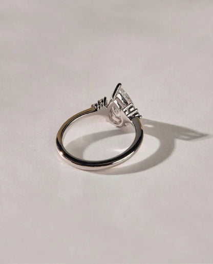 2 CT Pear Cut Moissanite Cluster Engagement Ring – Dainty 14K Gold Ring with Side Diamonds Ring