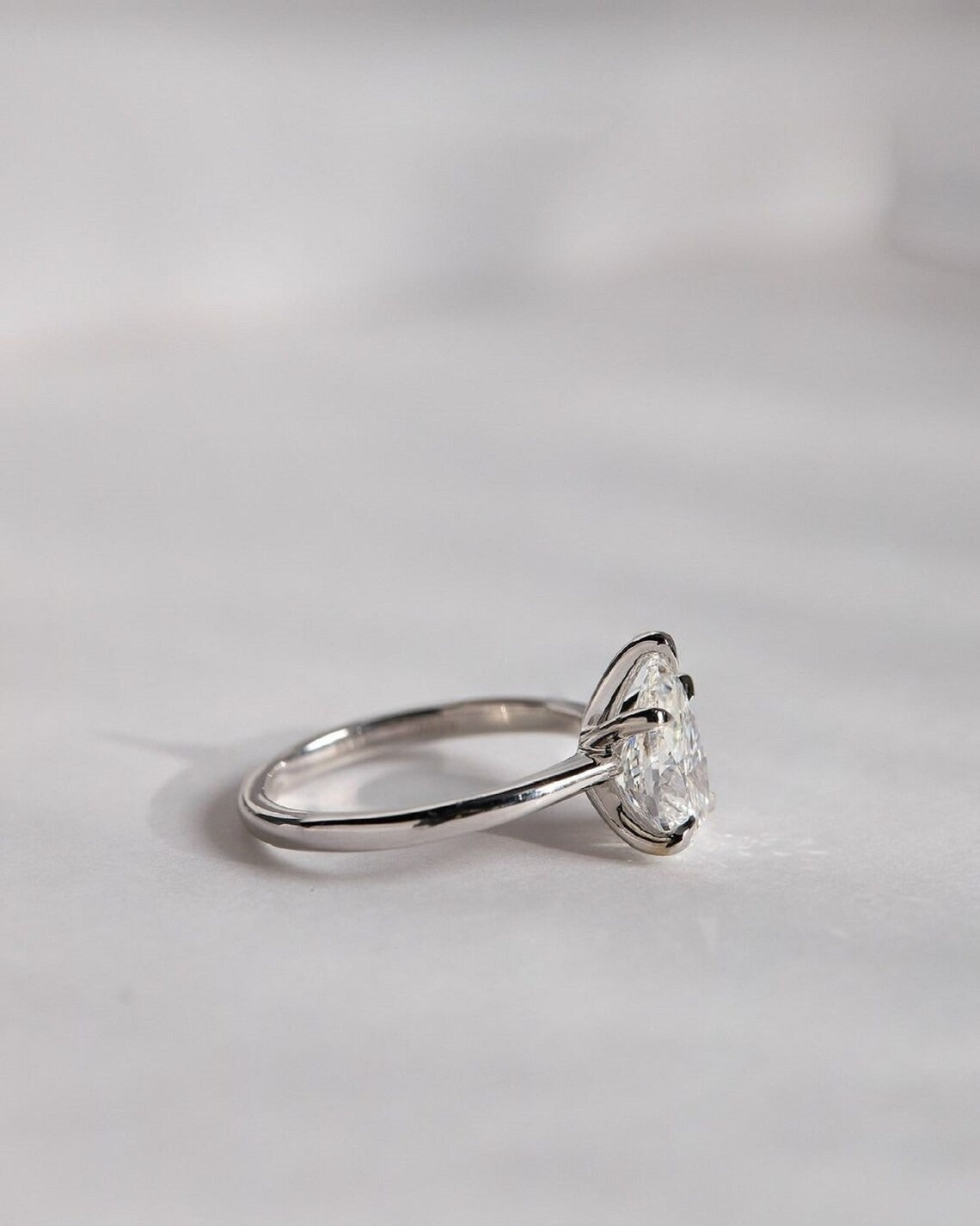 2 CT Pear Cut Moissanite Solitaire Engagement Ring – Classic 14K Gold Ring