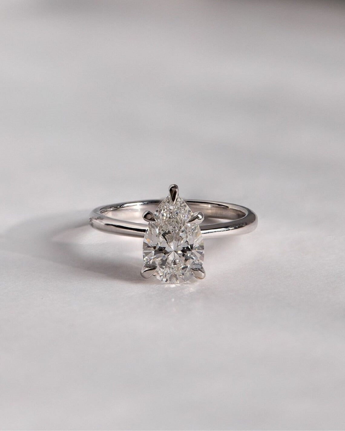 2 CT Pear Cut Moissanite Solitaire Engagement Ring – Classic 14K Gold Ring