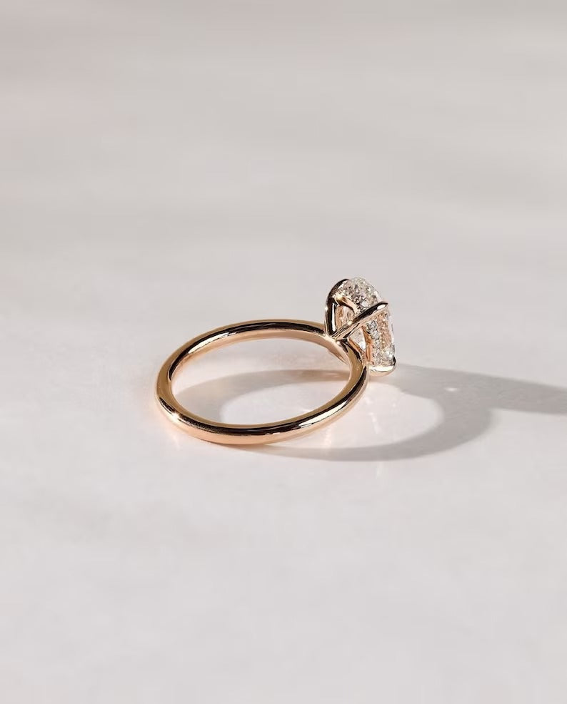 2 CT Oval Cut Moissanite Solitaire Engagement Ring, Oval 14K Solid Gold Wedding Ring