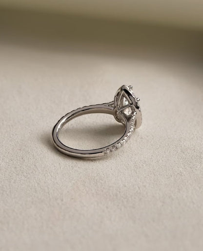3 CT Pear Halo Moissanite Engagement Ring – 14K Solid Gold Lab Grown Diamond Promise Ring