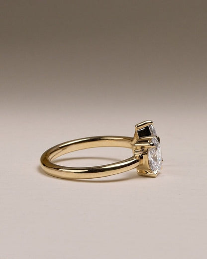 Toi et Moi Moissanite Engagement Ring – Oval and Pear Lab Grown Diamond Ring in 14K Solid Gold