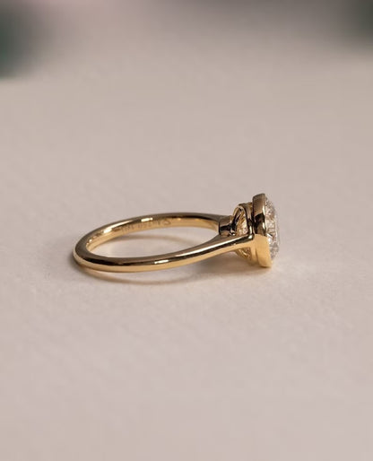 Round Bezel Set Solitaire Moissanite Engagement Ring – 14K Solid Gold Ring  - Lab Grown Wedding Ring