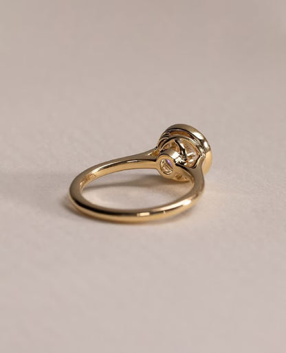 Round Bezel Set Solitaire Moissanite Engagement Ring – 14K Solid Gold Ring  - Lab Grown Wedding Ring