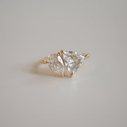 Toi Et Moi Trillion and Pear Moissanite Engagement Ring – 2.5 CT Dual Stone Statement Ring