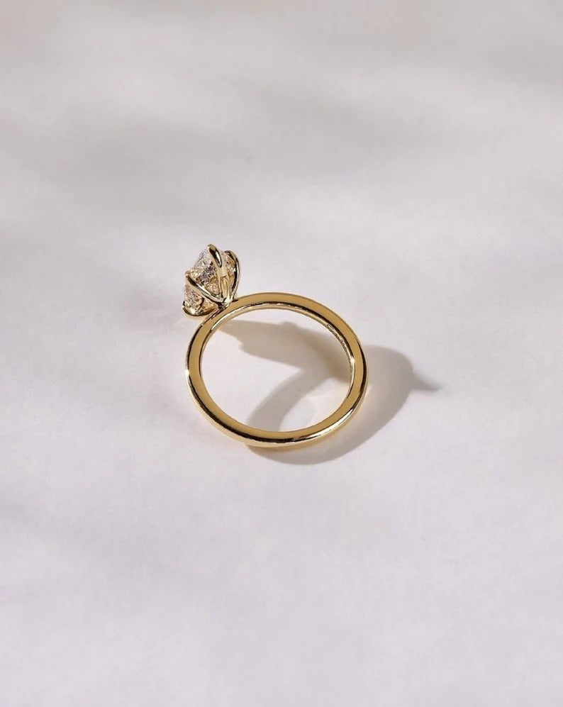 Marquise Cut Moissanite Solitaire Ring, Classic 14K Solid Gold Lab Grown Diamond Engagement Ring