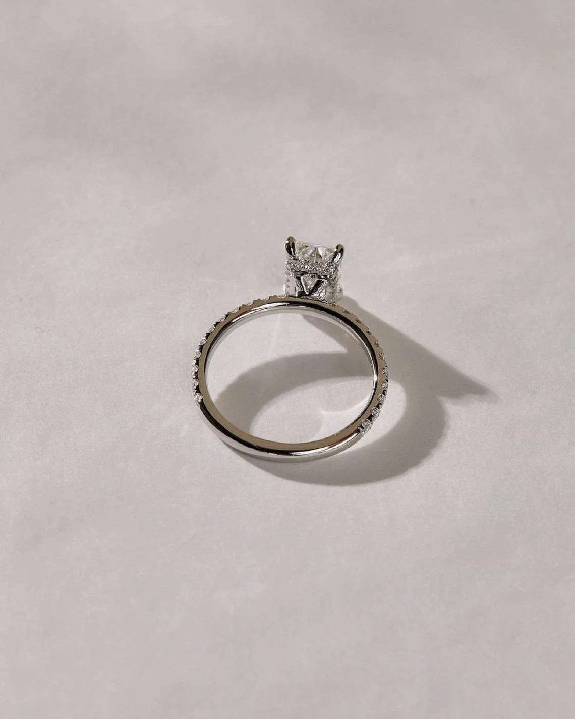 2 CT Radiant Cut Moissanite Diamond Pavé Band Engagement Ring Lab Grown Diamond Ring