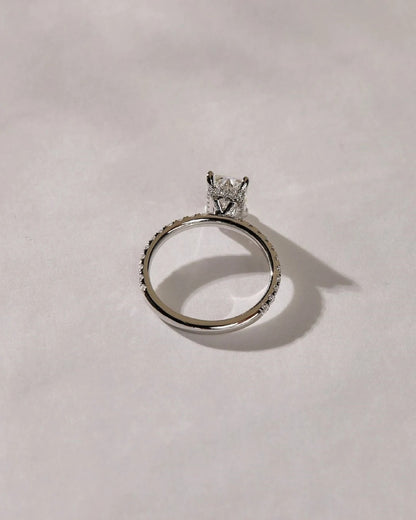 2 CT Radiant Cut Moissanite Diamond Pavé Band Engagement Ring Lab Grown Diamond Ring