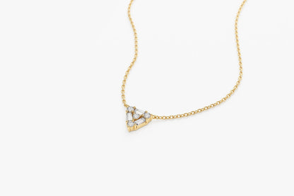 Baguette & Round Diamond Triangle Necklace – 14K Solid Gold | Minimalist Layering Pendant | Moissanite or Lab Grown Diamond