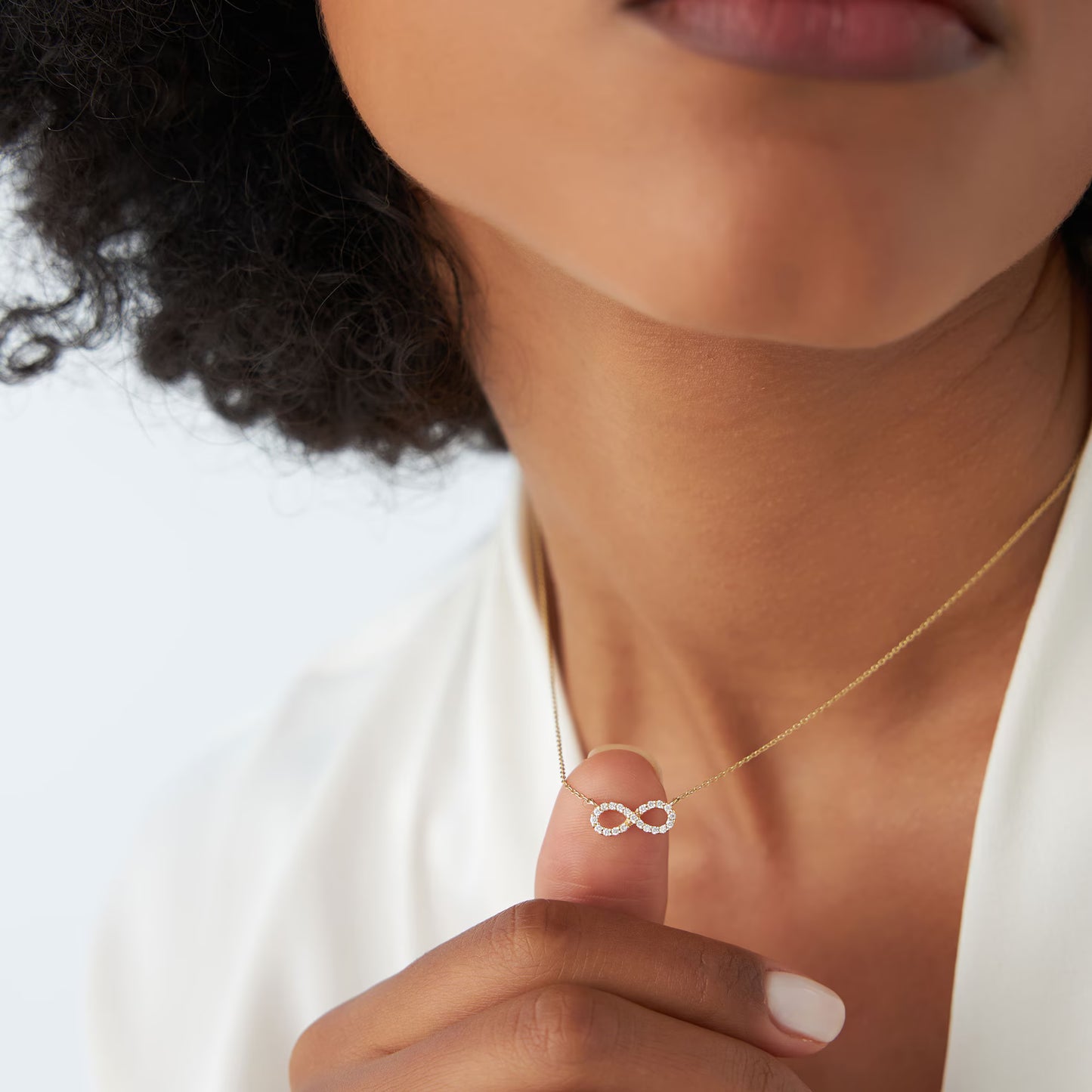 Diamond Infinity Necklace 14K Solid Gold | Micro Pave Round Cut Diamond Pendant | Eternal Love Symbol Jewelry