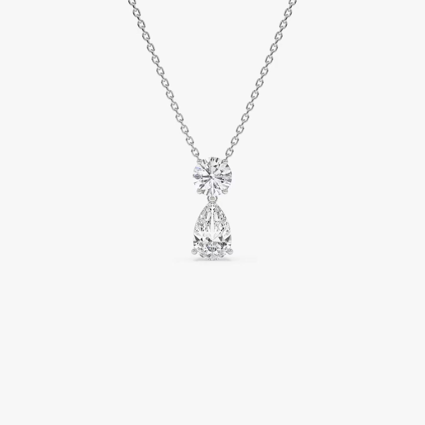 Pear & Round Diamond Basket Necklace – 1.25 CTW | 14K Solid Gold Lab Grown Diamond Teardrop Pendant