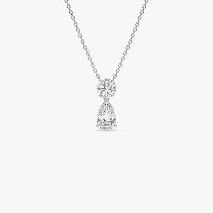 Pear & Round Diamond Basket Necklace – 1.25 CTW | 14K Solid Gold Lab Grown Diamond Teardrop Pendant