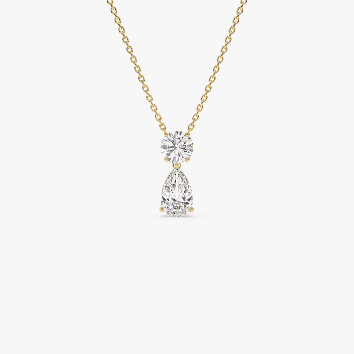 Pear & Round Diamond Basket Necklace – 1.25 CTW | 14K Solid Gold Lab Grown Diamond Teardrop Pendant