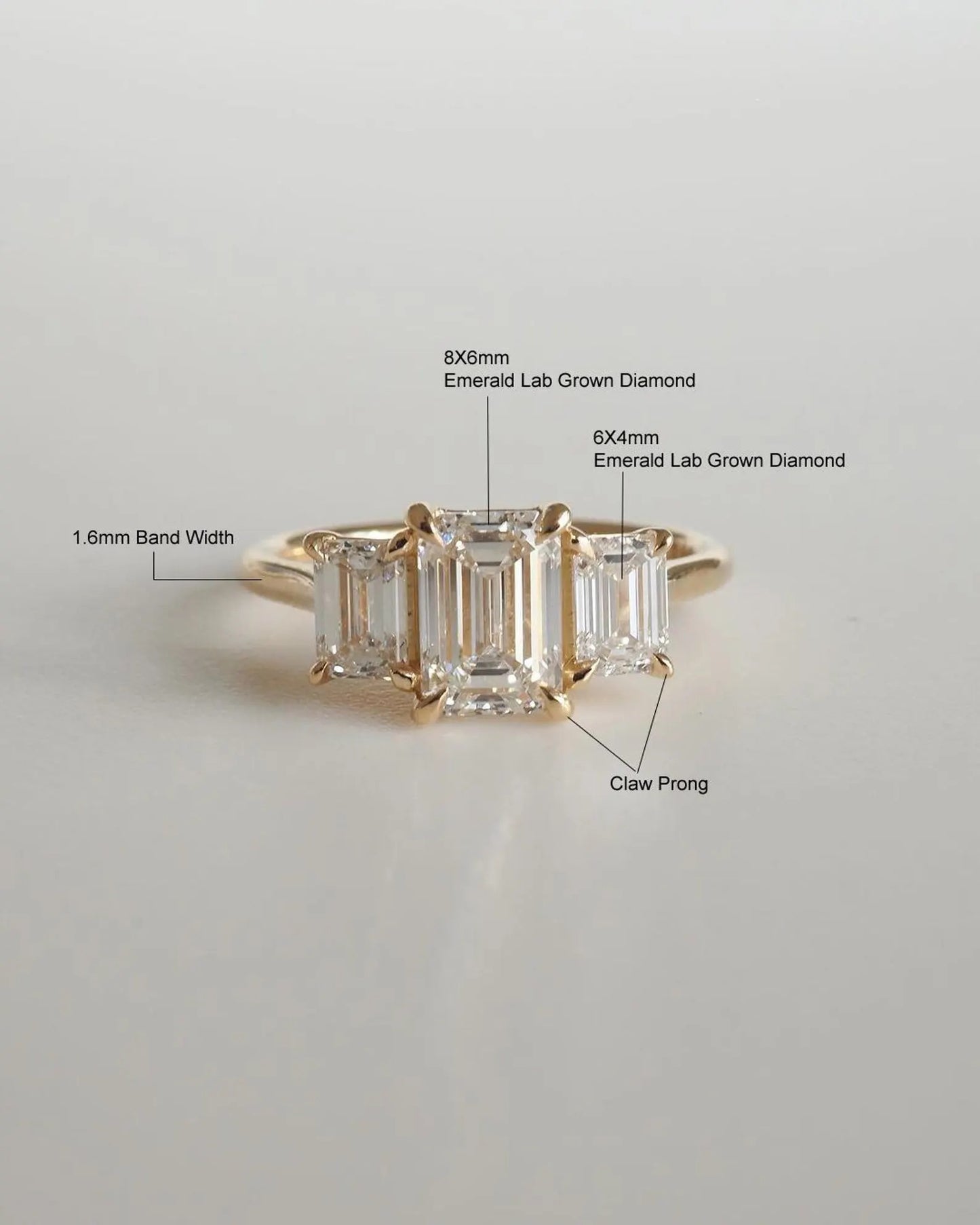 3 CT Emerald Cut Three Stone Moissanite Ring in 14K Gold – Elegant Vintage-Inspired Engagement Ring