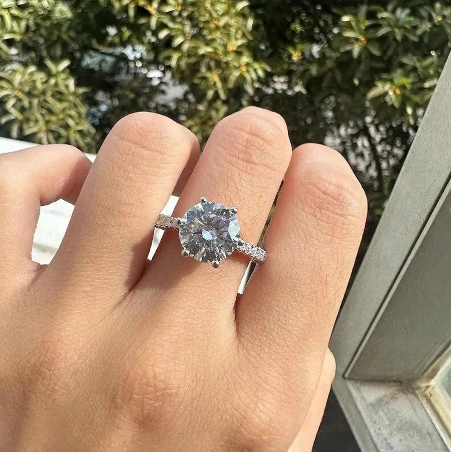 3 CT Round Cut Moissanite Diamond Engagement Ring, 14K Solid Gold Lab Grown Diamond Ring